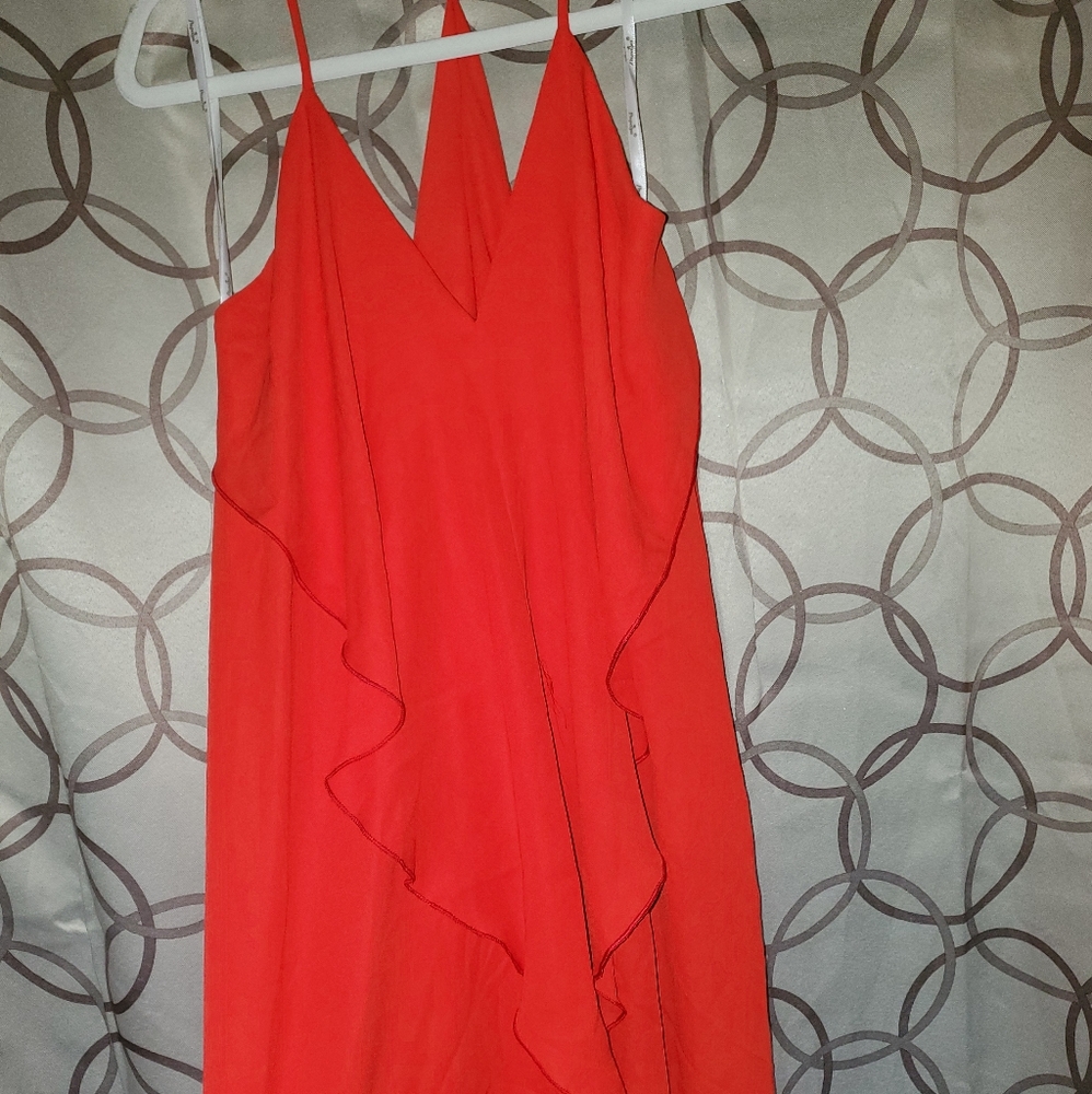 Papaya red ruffled top